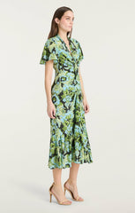 Damask Peeta Dress Light Cyan Multi