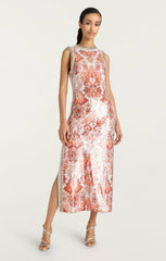Sequin Damask Ayden Dress Pink Poppy Multi