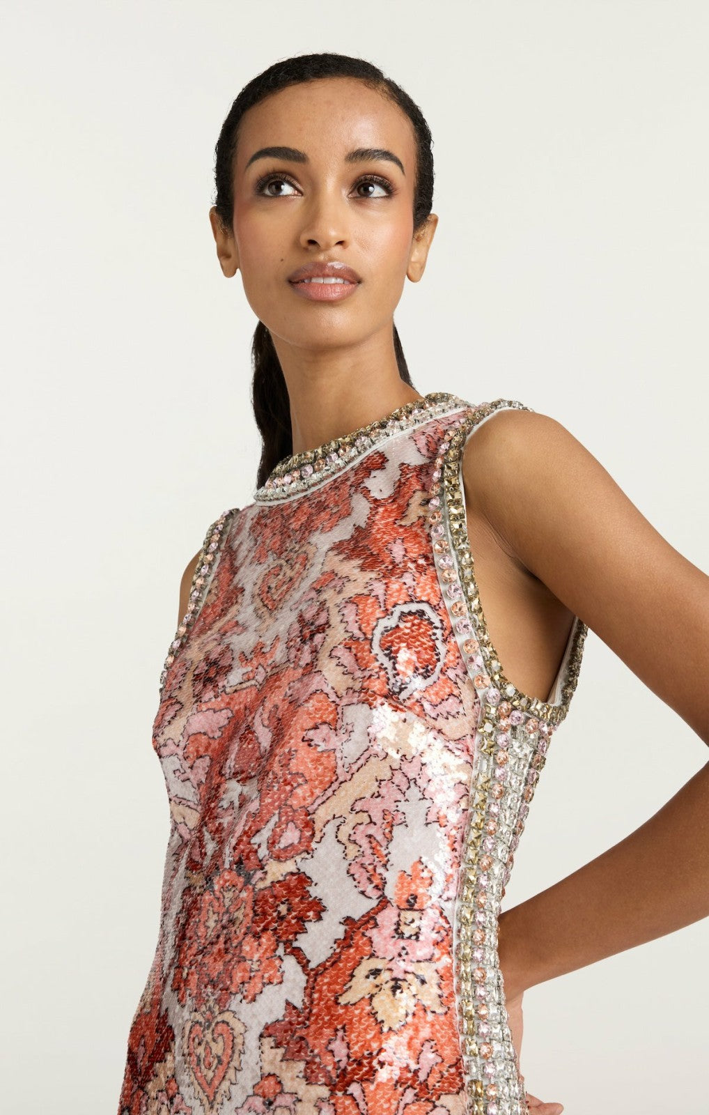 Sequin Damask Ayden Dress Pink Poppy Multi