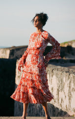 Damask Sunnina Midi Dress Pink Poppy Multi