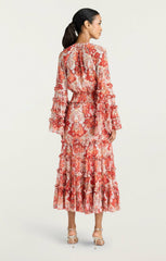 Damask Sunnina Midi Dress Pink Poppy Multi