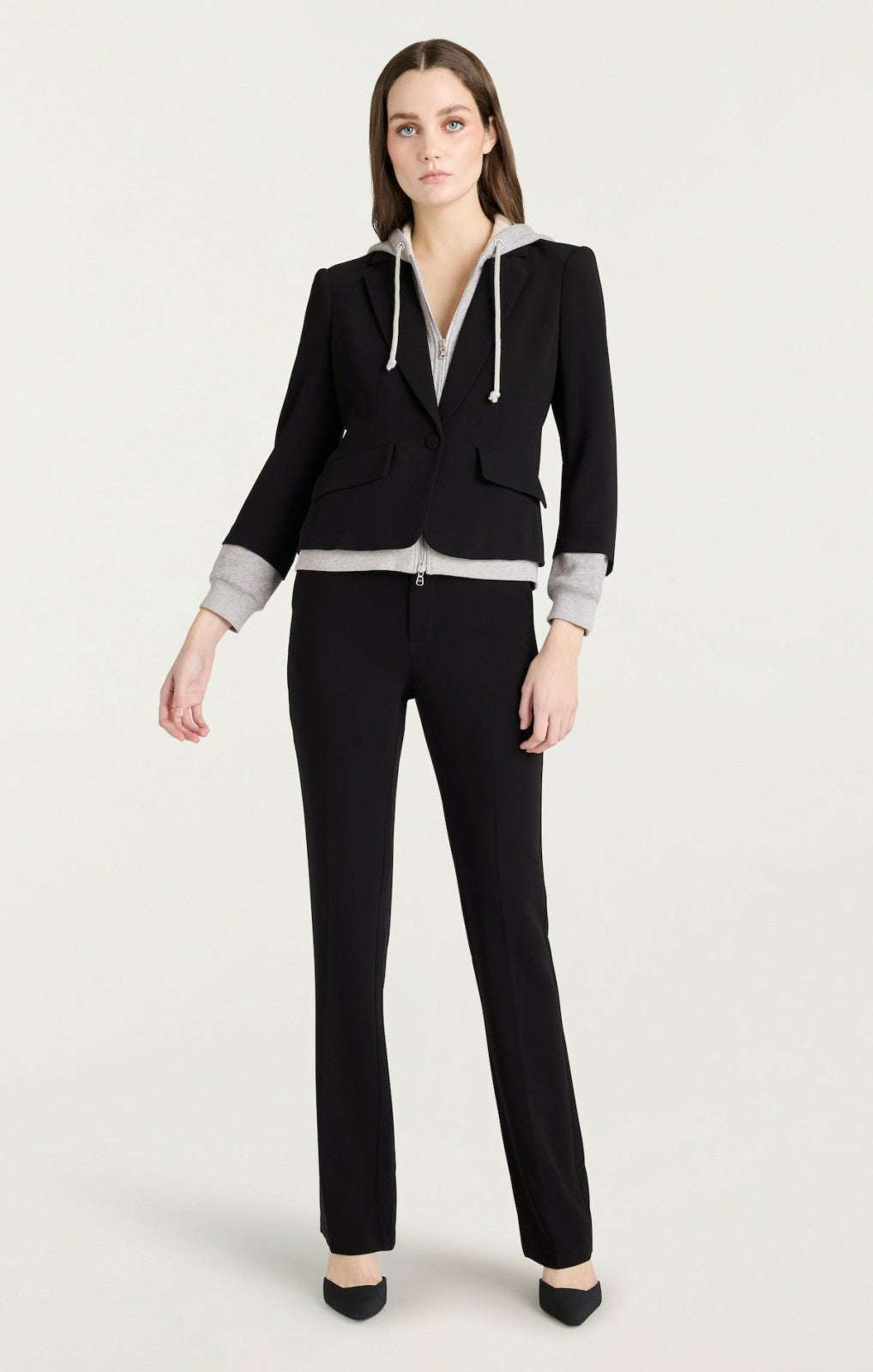 Zip Up Le Petit Khloe Blazer Black/Heather Grey