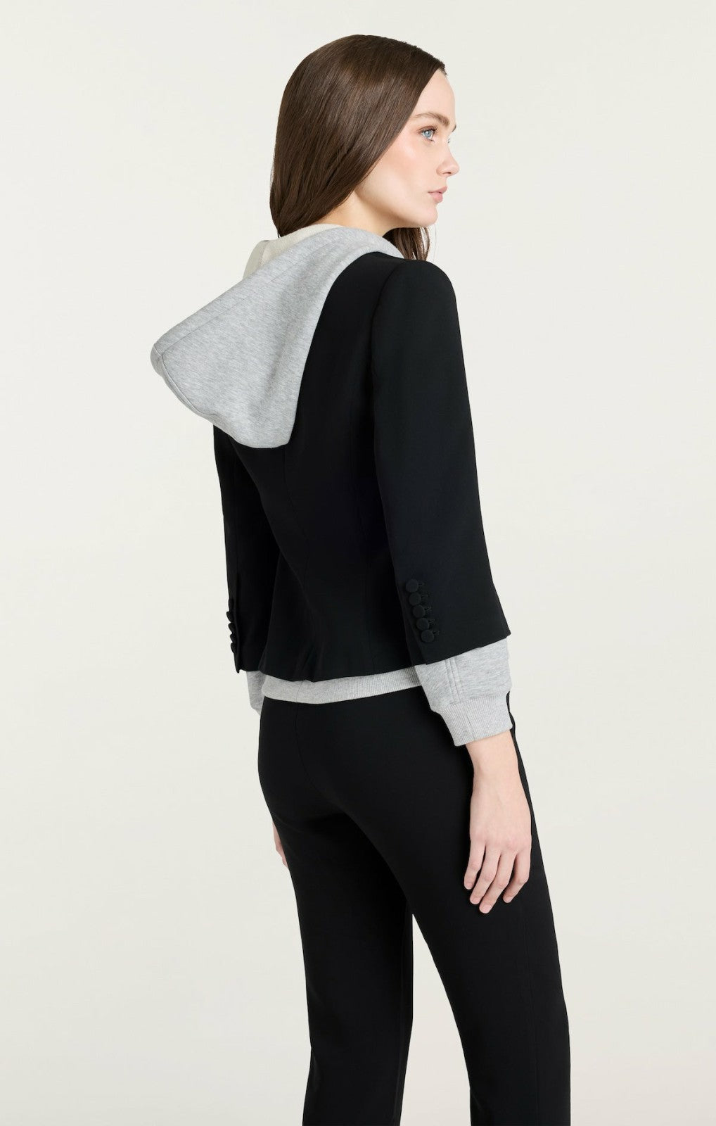 Zip Up Le Petit Khloe Blazer Black/Heather Grey