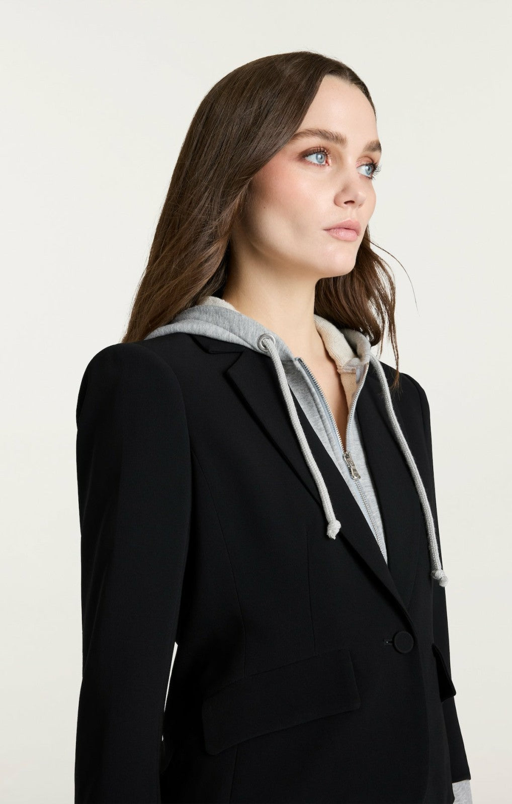 Zip Up Le Petit Khloe Blazer Black/Heather Grey