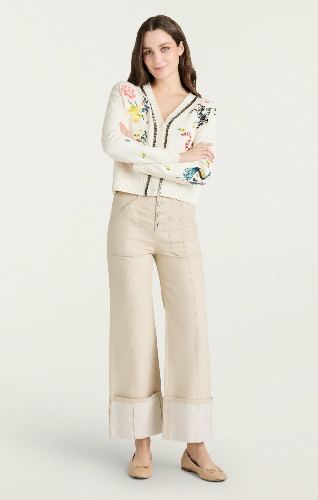 Patch Animal Nyla Cardigan Ivory/Multi