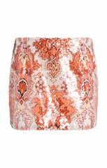 Sequin Damask Juno Skirt Pink Poppy Multi