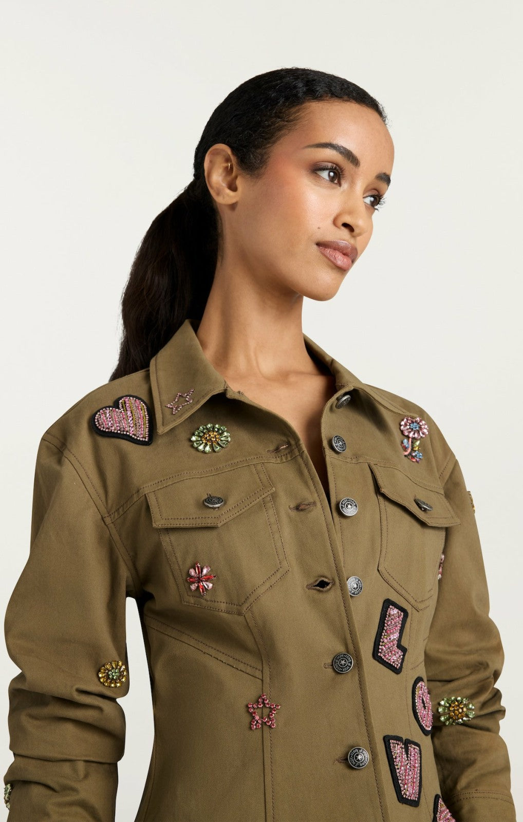 Ditsy Love Scrunched Canyon Jacket Dark Olive/Multi