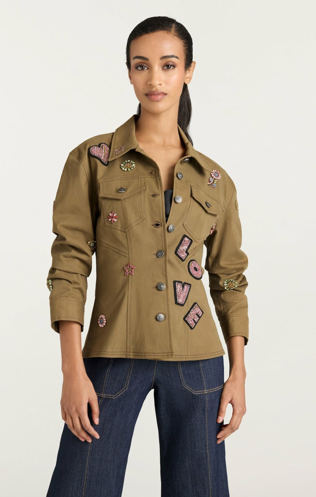 Ditsy Love Scrunched Canyon Jacket Dark Olive/Multi