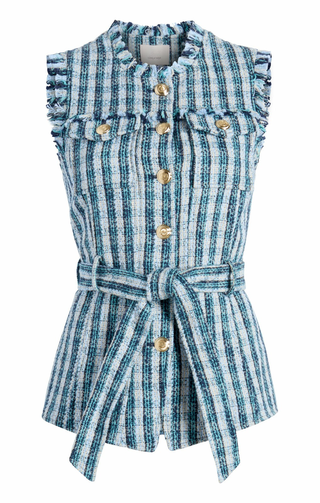 Matilda Tweed Reenee Vest Navy Multi