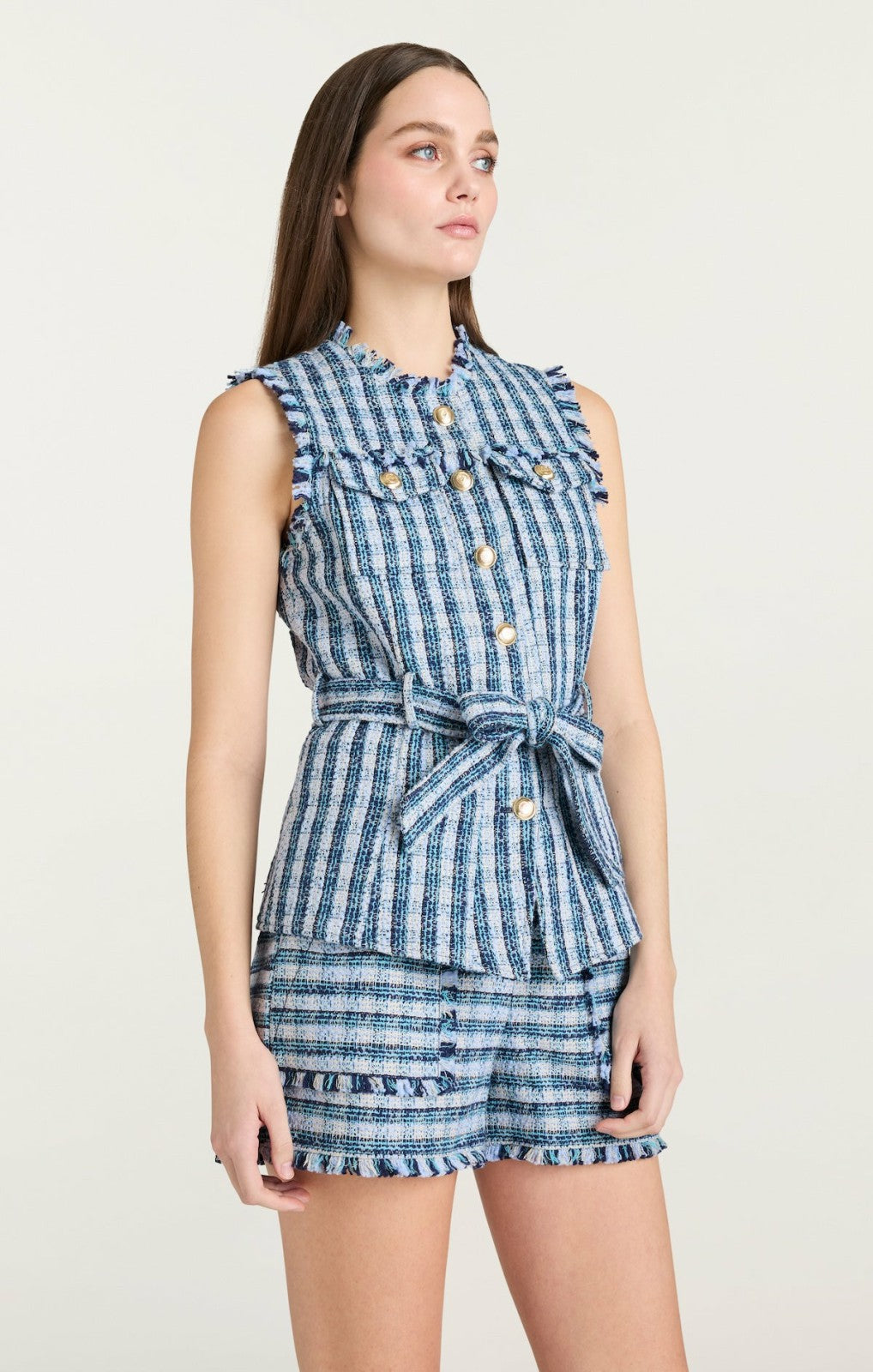 Matilda Tweed Reenee Vest Navy Multi