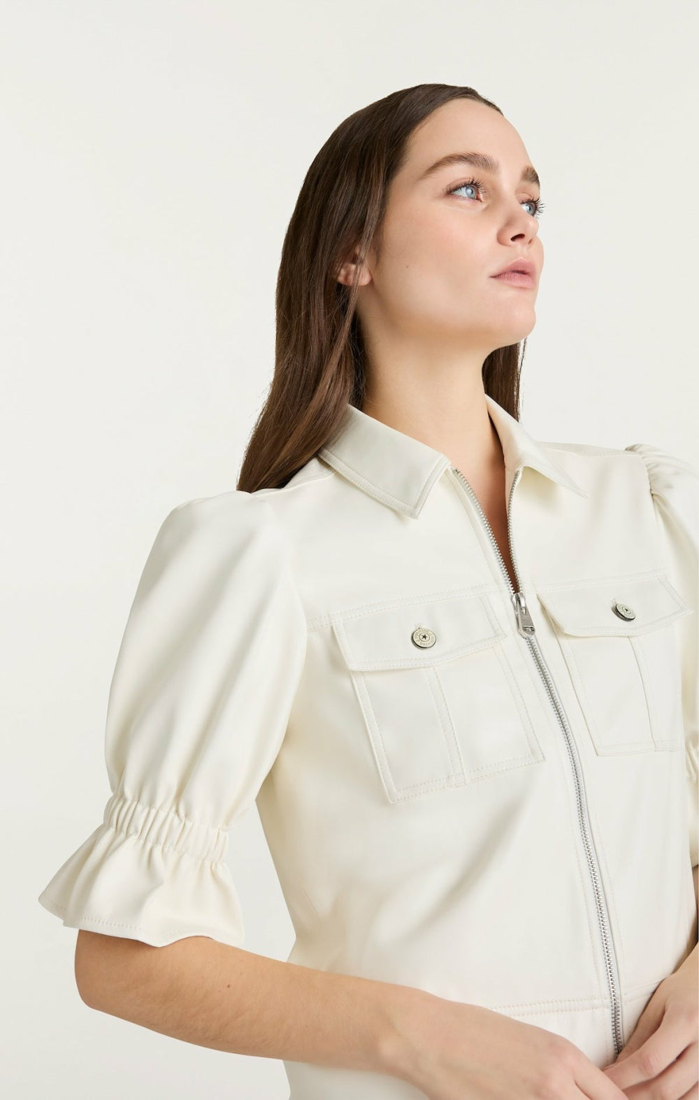 Lite Vegan Leather Holly Jacket Ivory