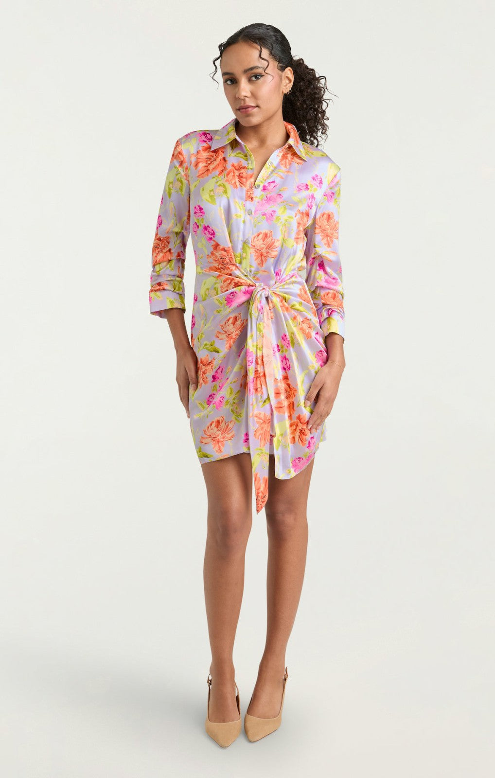 Midnight Tulips Mini Jacey Dress Pale Lavender Multi