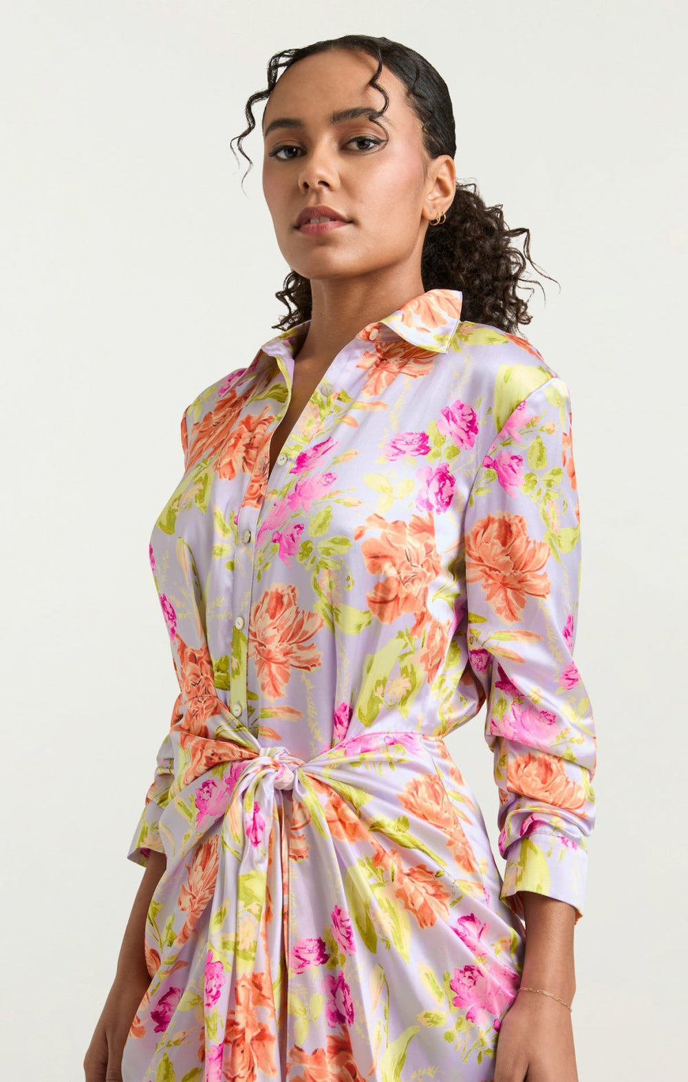 Midnight Tulips Mini Jacey Dress Pale Lavender Multi