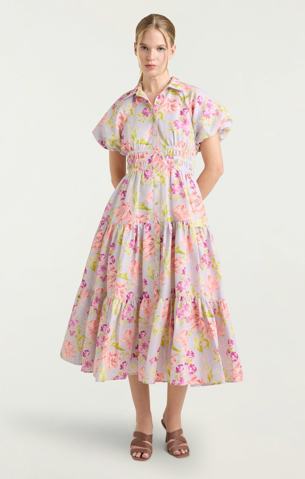 Midnight Tulips Maggio Dress Pale Lavender Multi