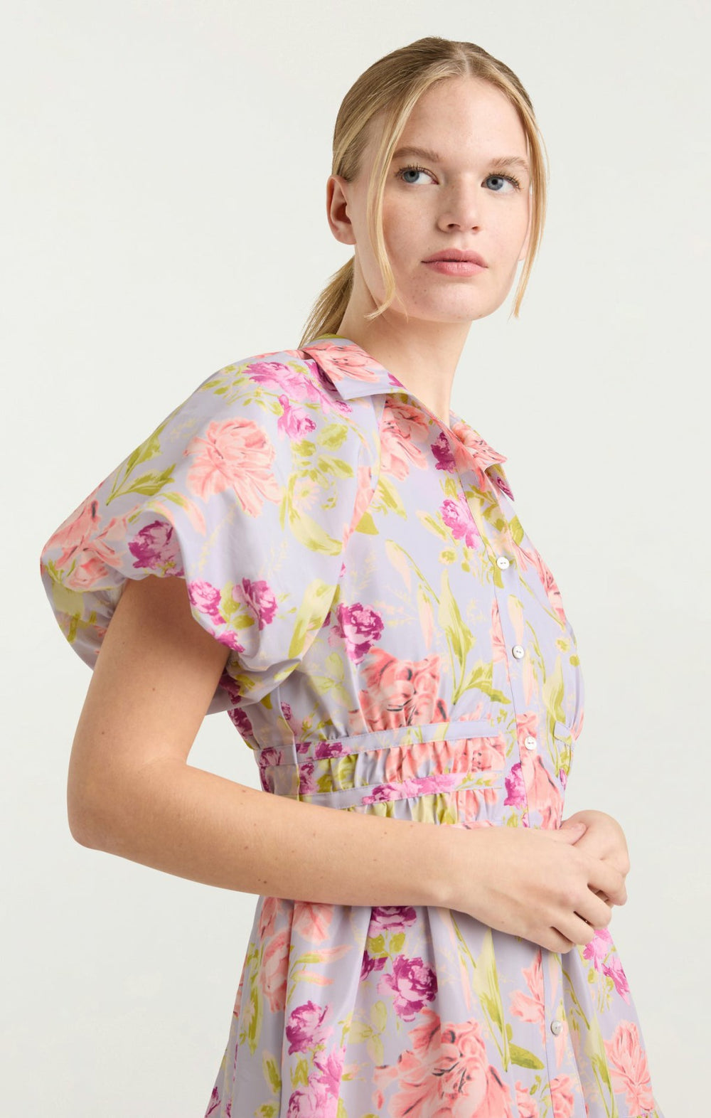 Midnight Tulips Maggio Dress Pale Lavender Multi