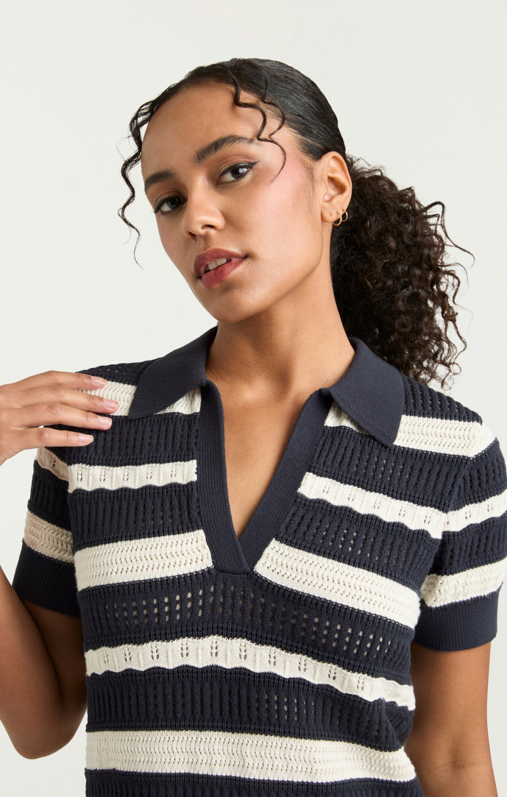 Clementine Knit Polo Dress Navy/Ivory