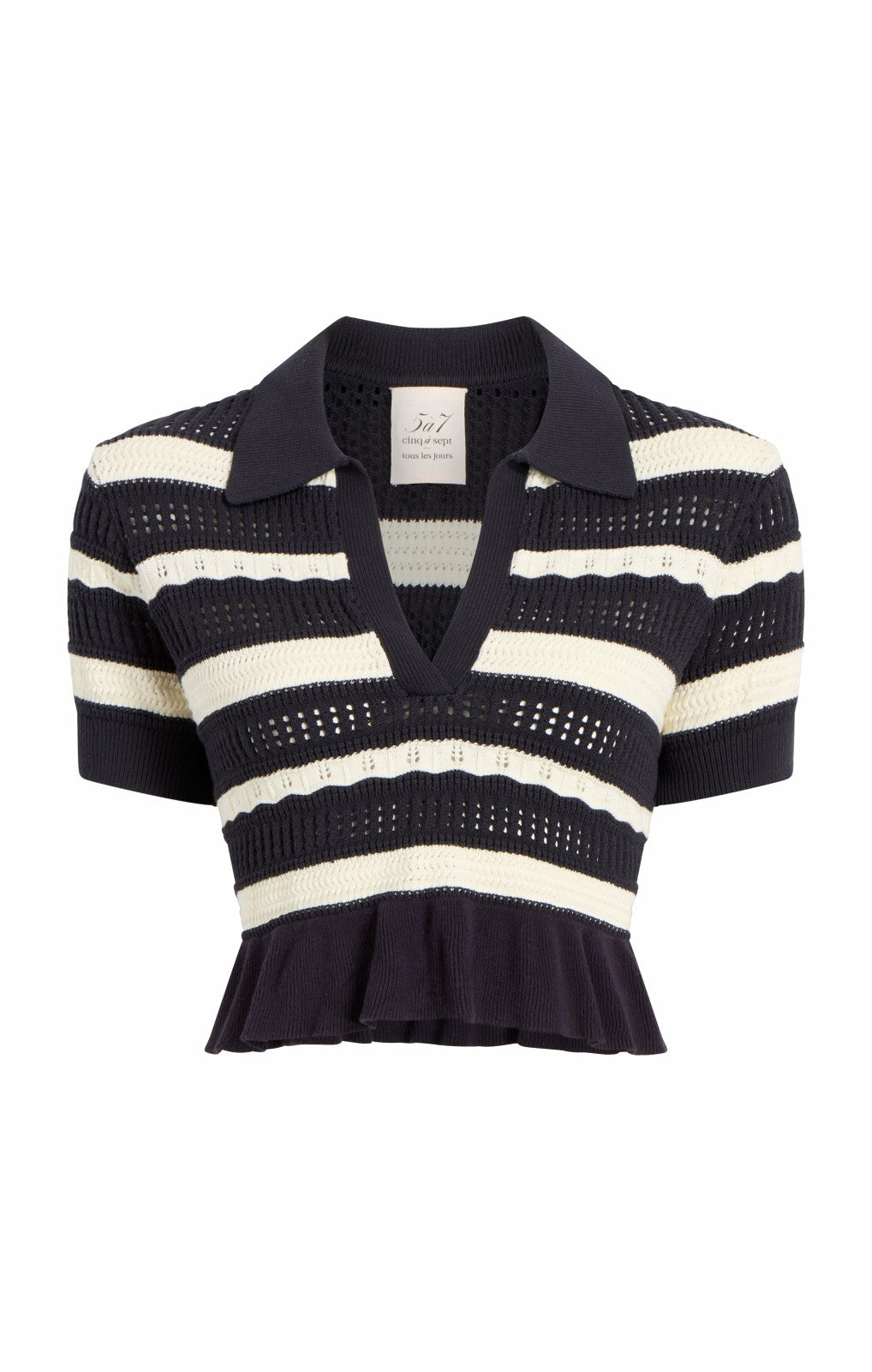 Elvire Knit Polo Pullover Navy/Ivory