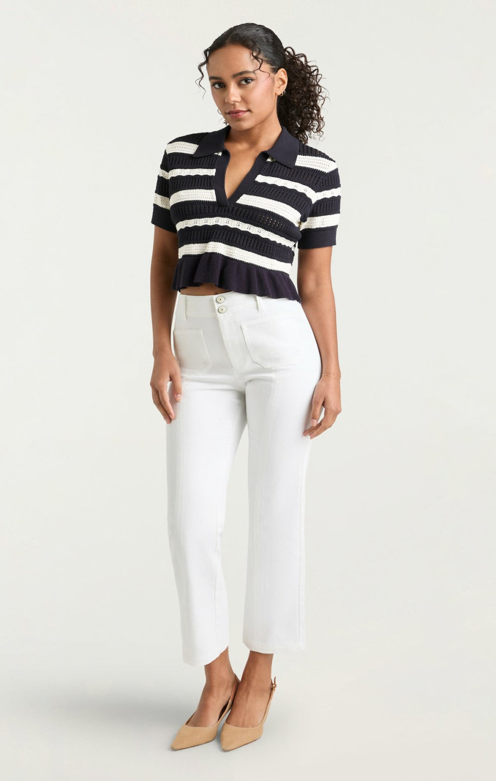 Elvire Knit Polo Pullover Navy/Ivory