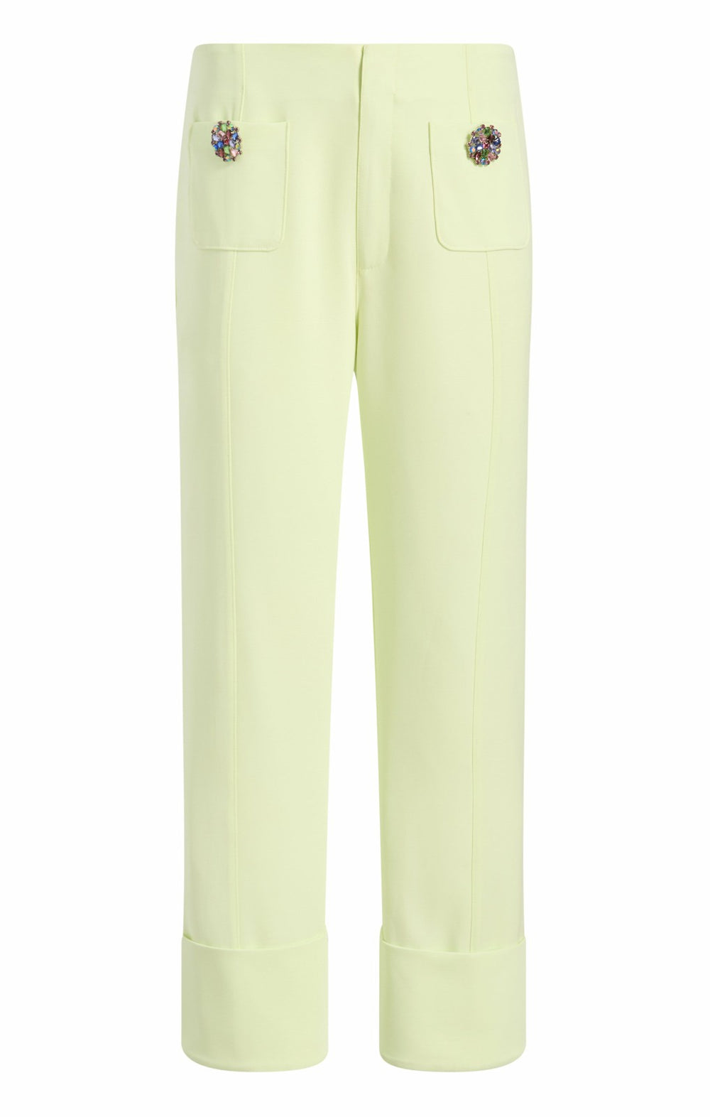 Rhinestone Button Pamela Pant Lime Cream