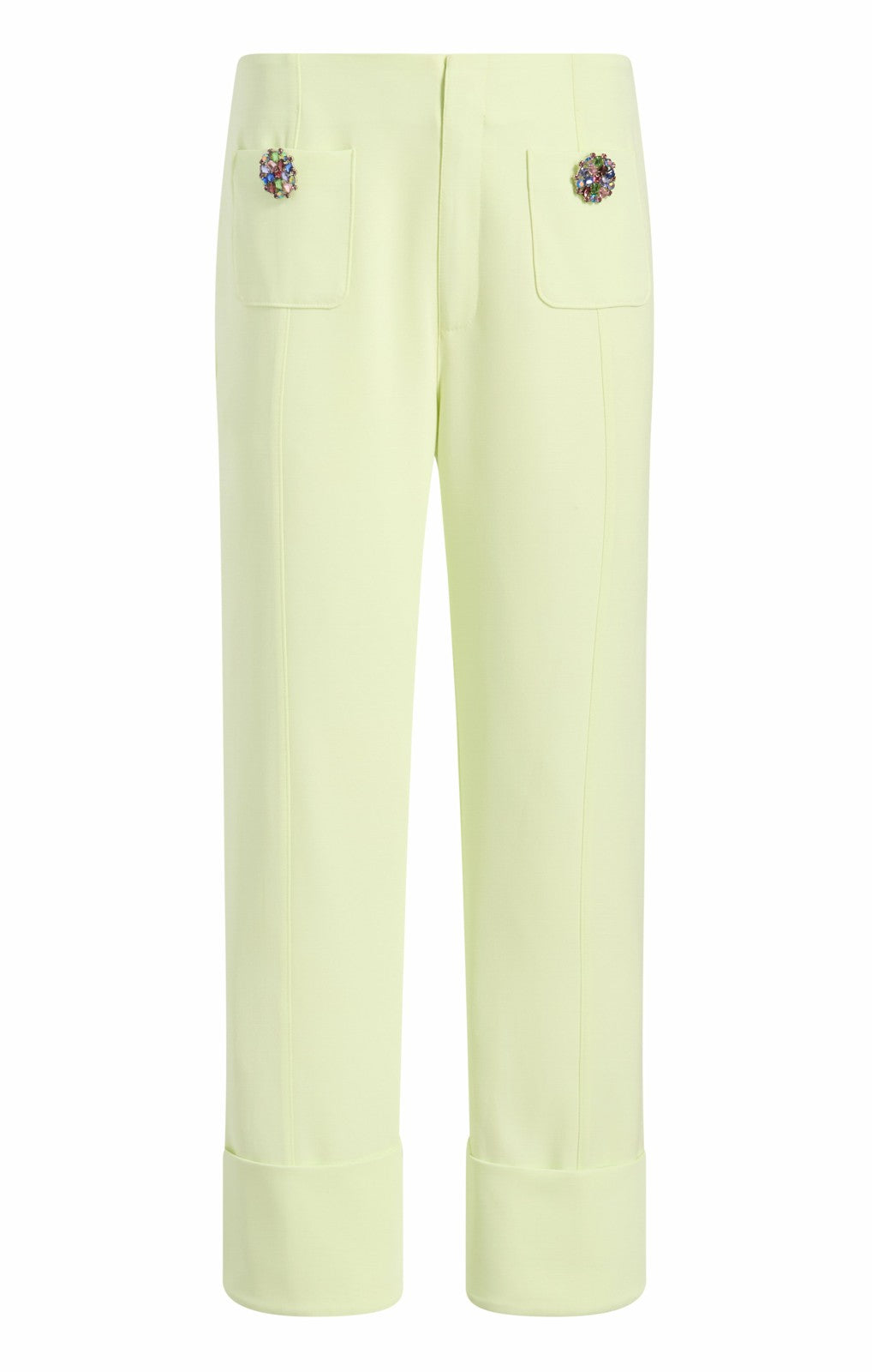 Rhinestone Button Pamela Pant Lime Cream