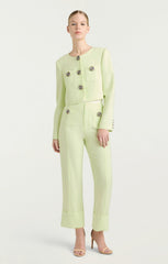 Rhinestone Button Pamela Pant Lime Cream