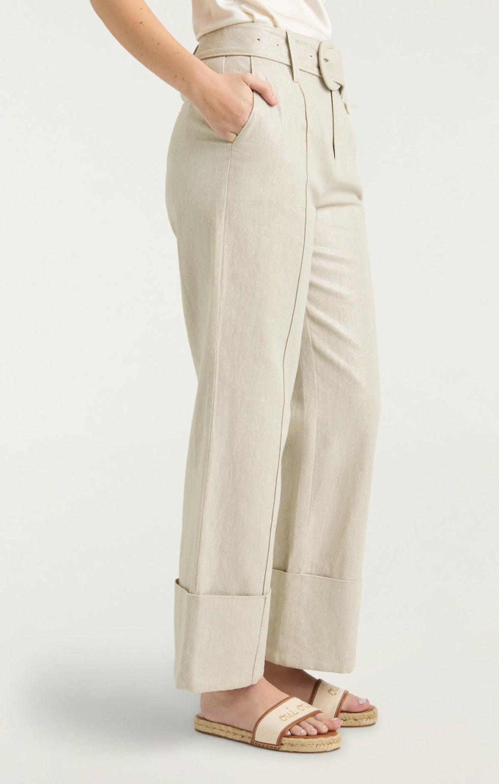 Lurex Linen Vassi Pant Plaster