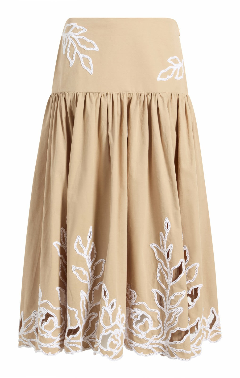 Trailing Peonies Tilda Skirt Khaki/White
