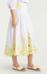 Trailing Peonies Tilda Skirt White/Golden Glow