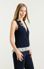 Roxie Vest Navy/Ivory