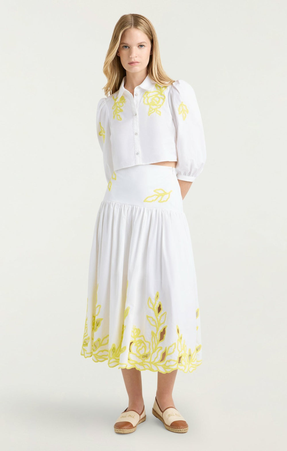 Trailing Peonies Tilda Top White/Golden Glow