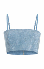 Chambray Heatset Nikki Top Medium Blue