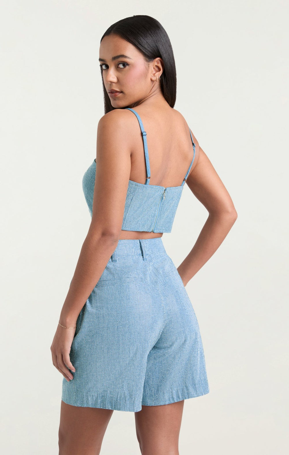 Chambray Heatset Nikki Top Medium Blue