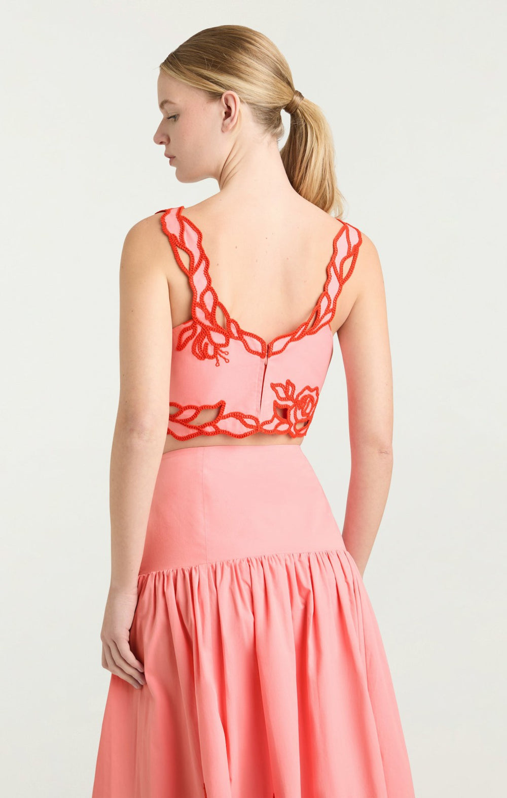 Trailing Peonies Bonita Top Pink Poppy/Coral Orange