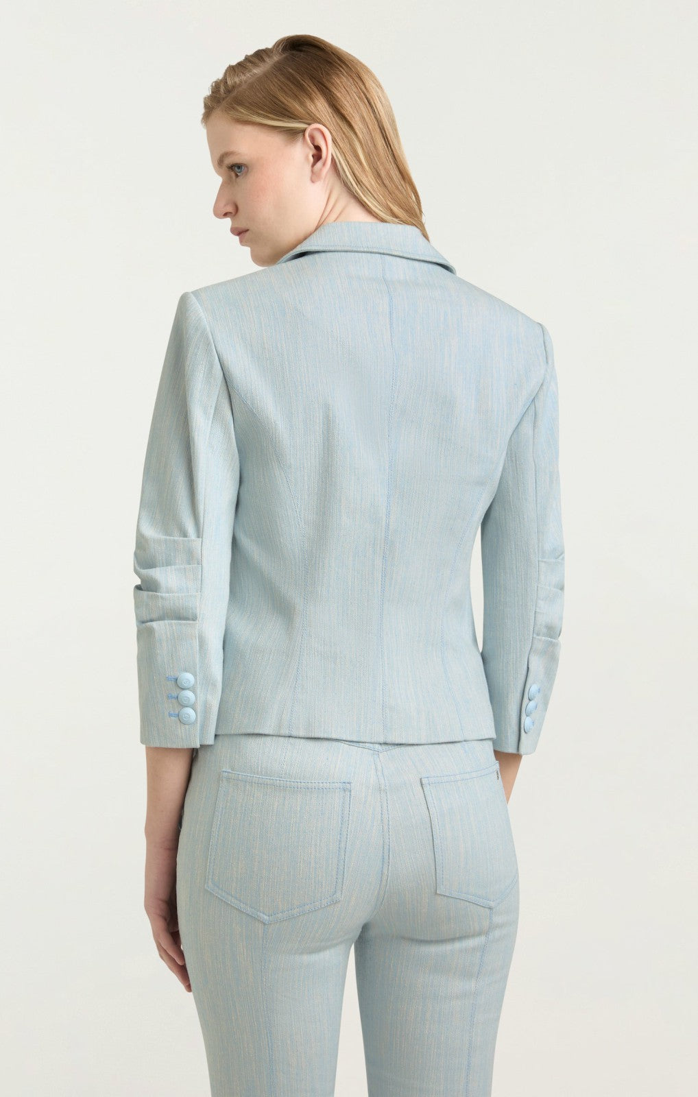 Two Tone Melange Le Petit Khloe Blazer Kettle Pond/White