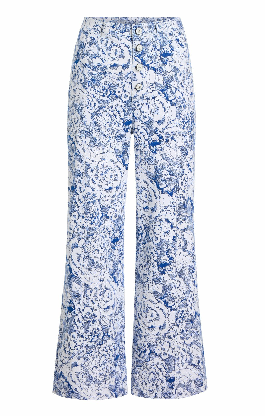 Sketchbook Floral Benji Pant White/Dark Cerulean