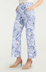 Sketchbook Floral Benji Pant White/Dark Cerulean