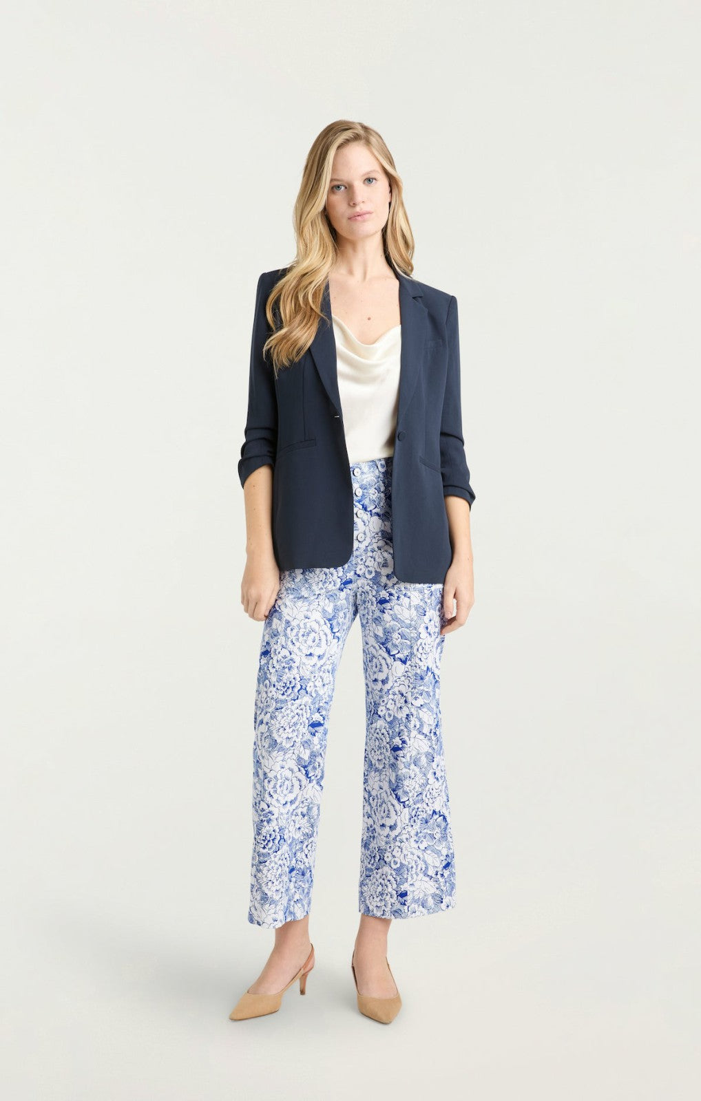 Sketchbook Floral Benji Pant White/Dark Cerulean