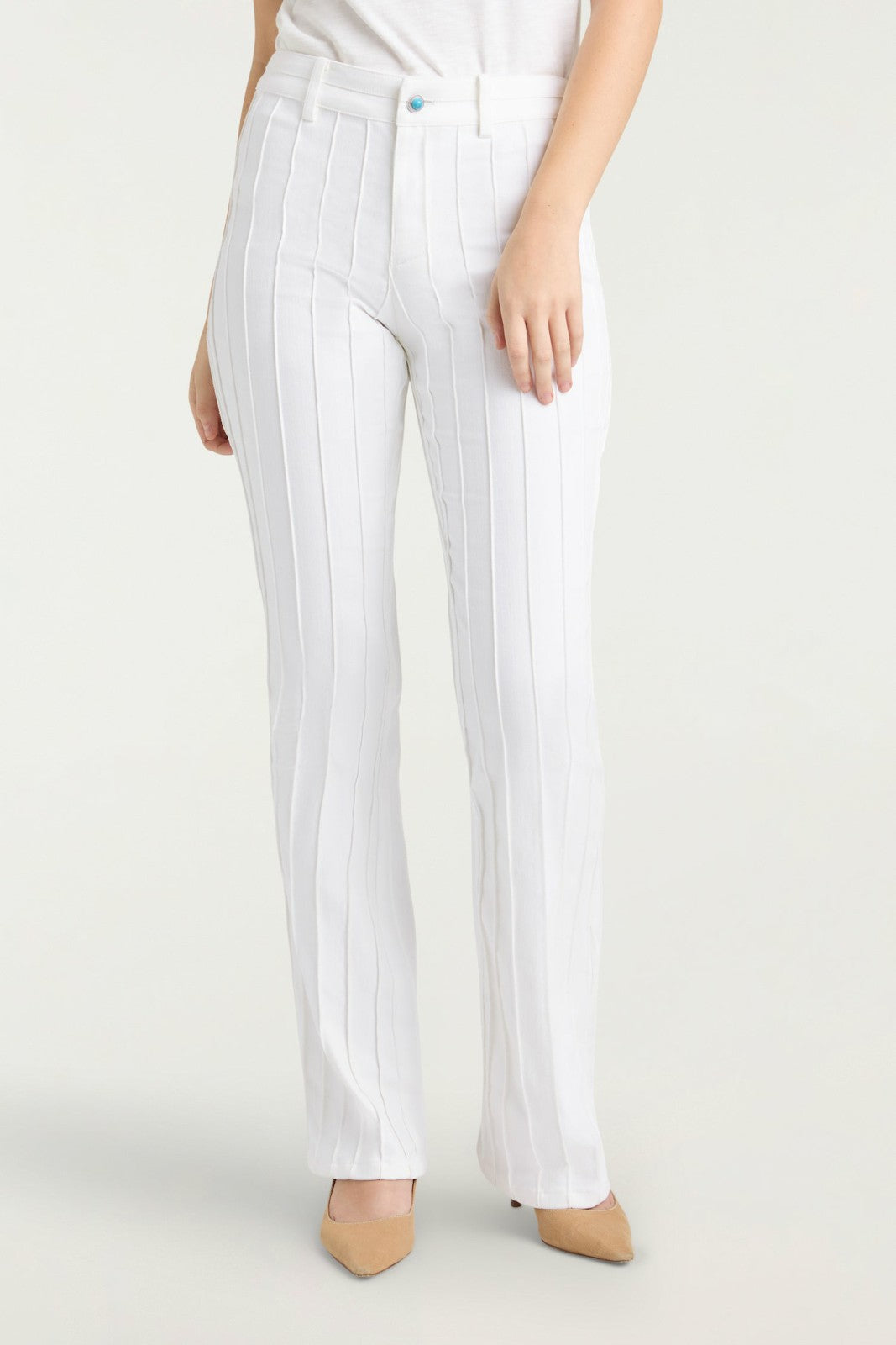 Turquoise Embellished Alina Pant White