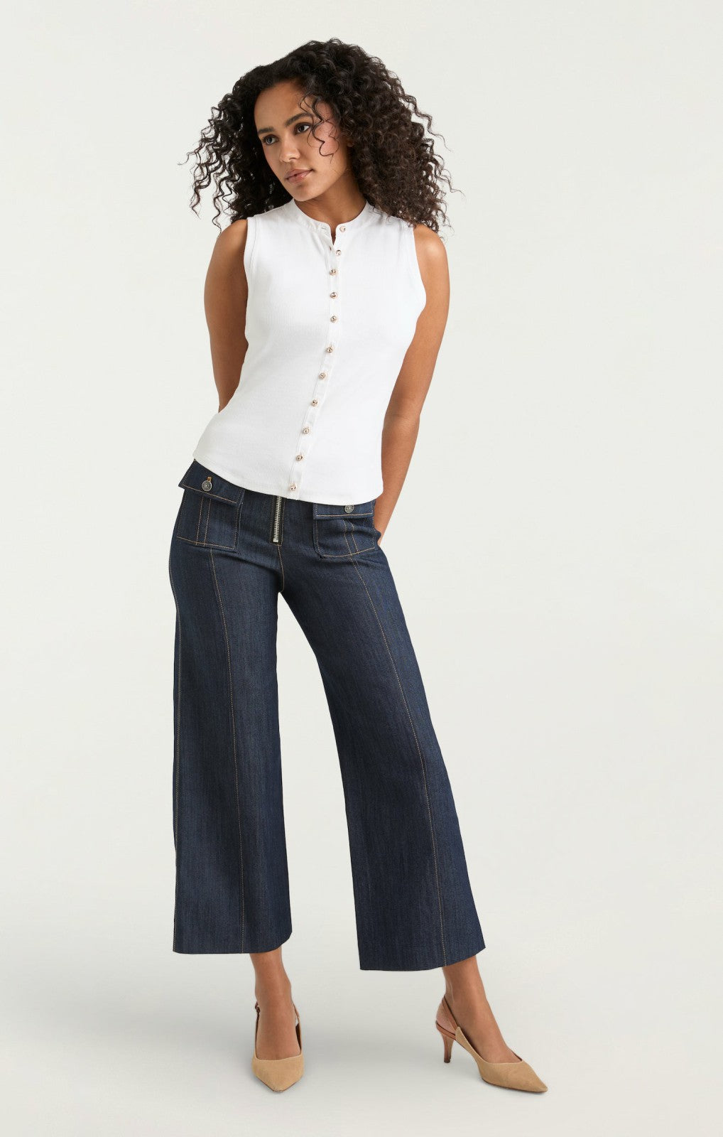 Sleeveless Beverly Top White