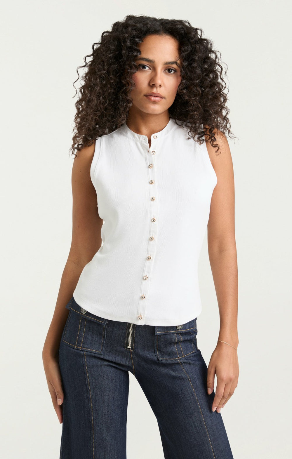 Sleeveless Beverly Top White