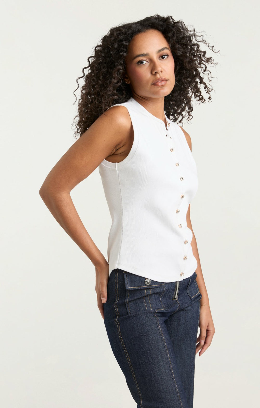 Sleeveless Beverly Top White