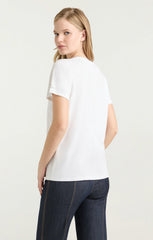 Silver Studs Denim Boot Tee White/Indigo