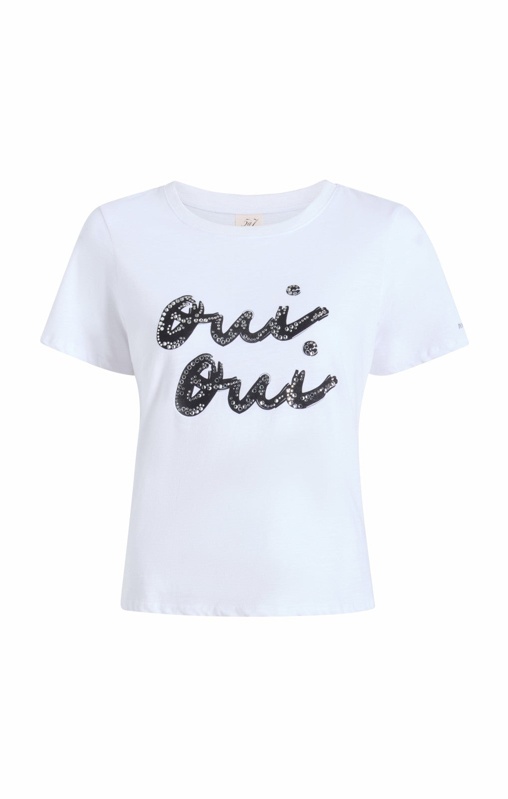 Rhinestone Oui Oui Shrunken Tee White/Black