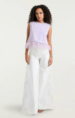 Cropped Feather Tee Light Honey Lavender
