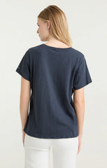 Bonjour Y'all Smiley Tee Navy/White