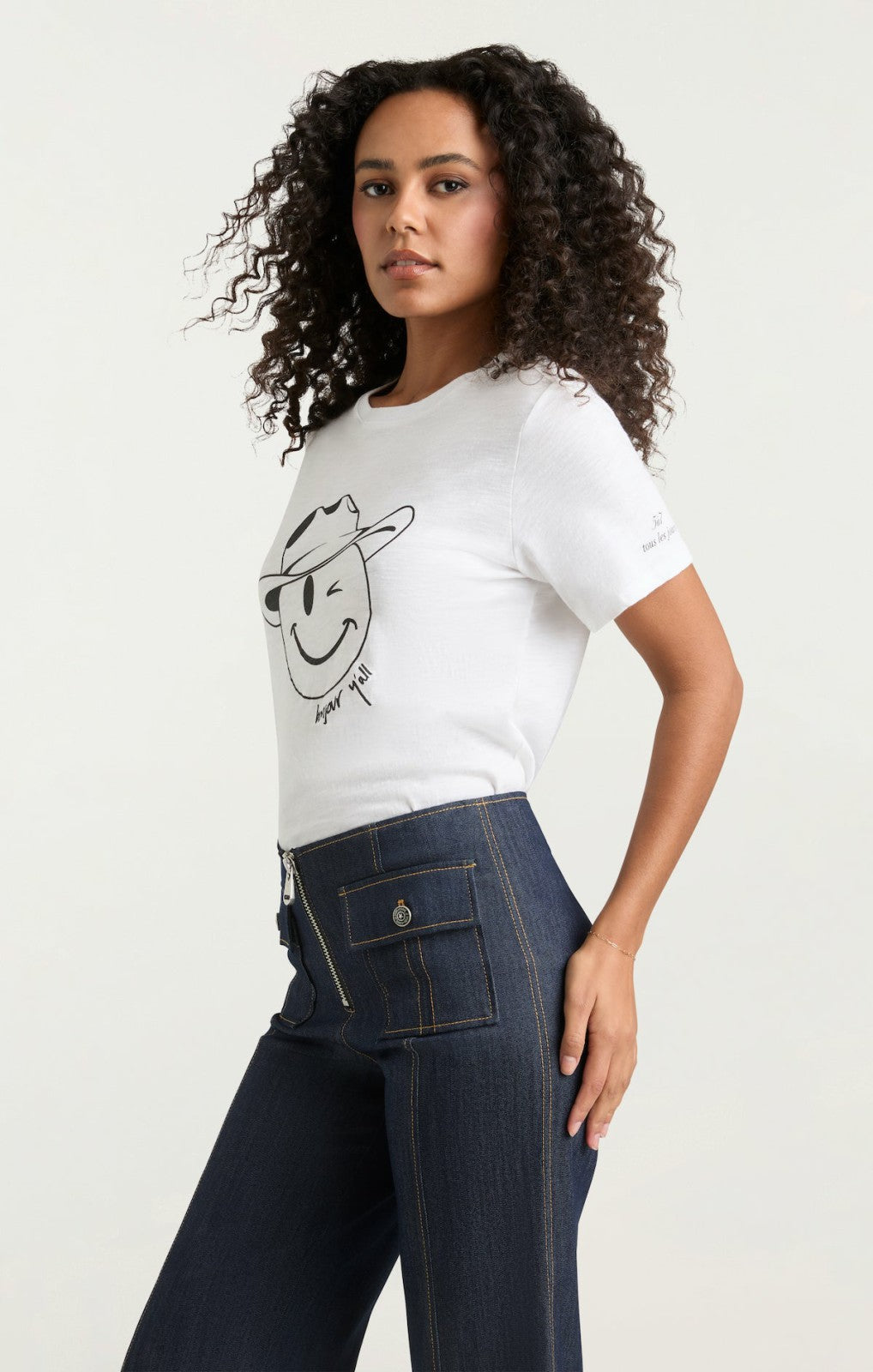 Bonjour Y'all Smiley Tee White/Black