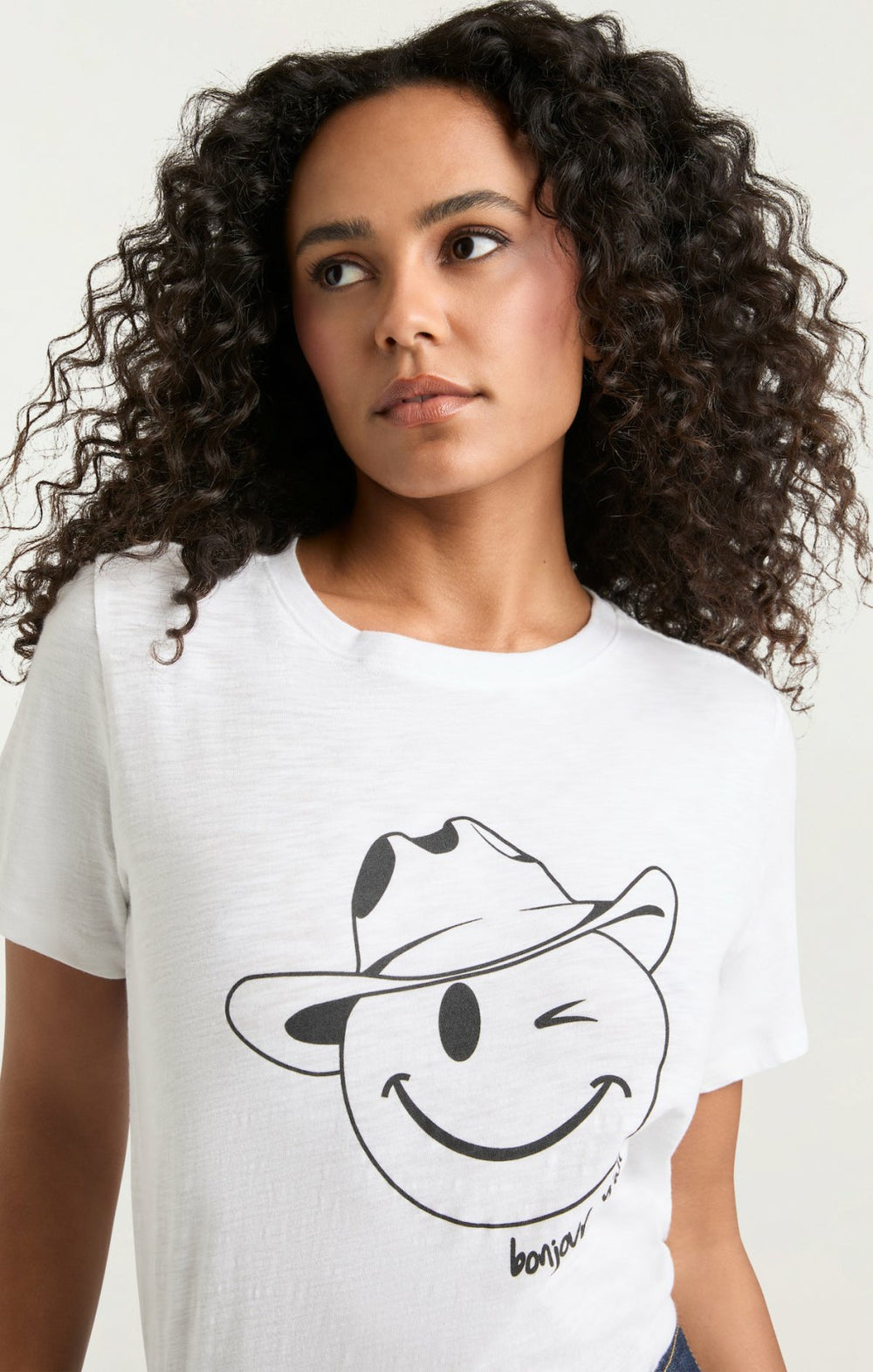 Bonjour Y'all Smiley Tee White/Black
