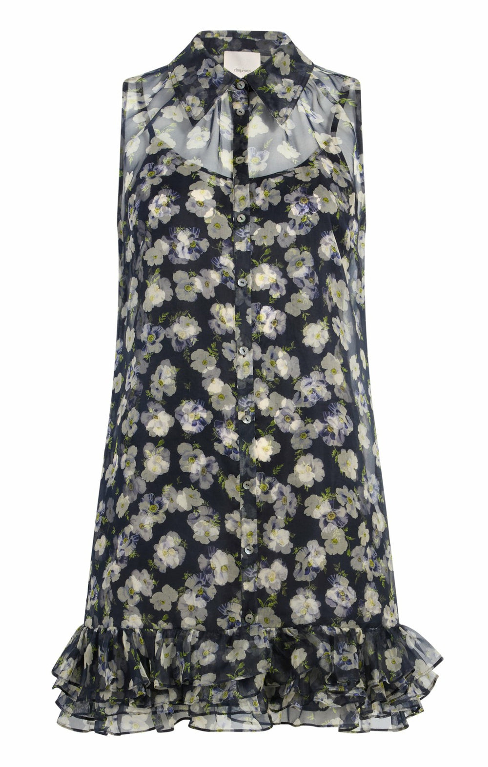 Mini Tossed Poppies Brisbane Dress Navy Multi