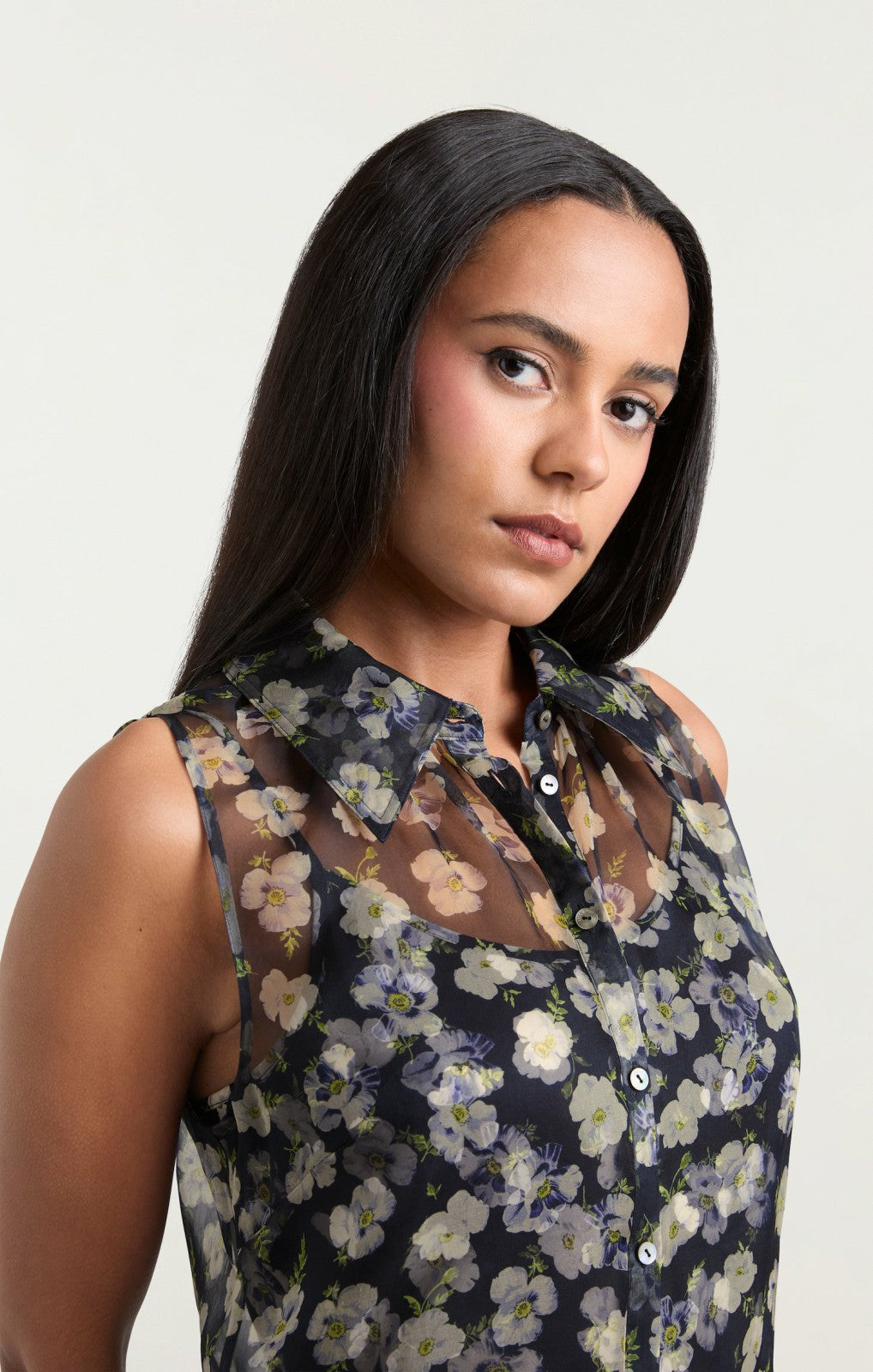 Mini Tossed Poppies Brisbane Dress Navy Multi