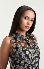 Mini Tossed Poppies Brisbane Dress Navy Multi